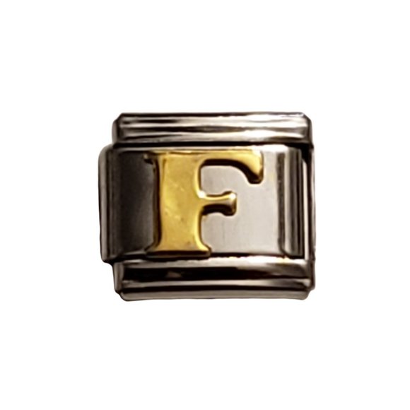 Italian Charm Bracelet Alphabet Letter Link - LETTER "F" - Picture 1 of 1